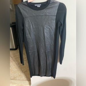 Vince Black Sweater Dress with Leather (XS)